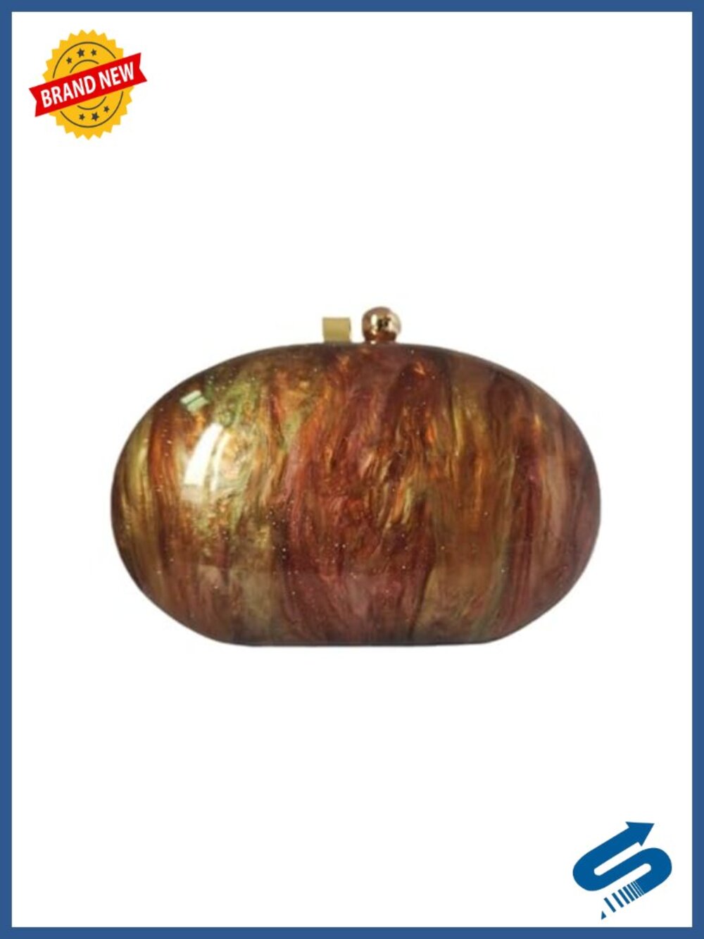 Acrylic Shell Evening Clutch – Glitter Marble Purse, Crossbody Shoulder Bag